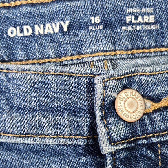 Old Navy NWT High Waisted Built In Tough Flare Jeans Medium Wash Girls 16 Plus - Picture 7 of 11